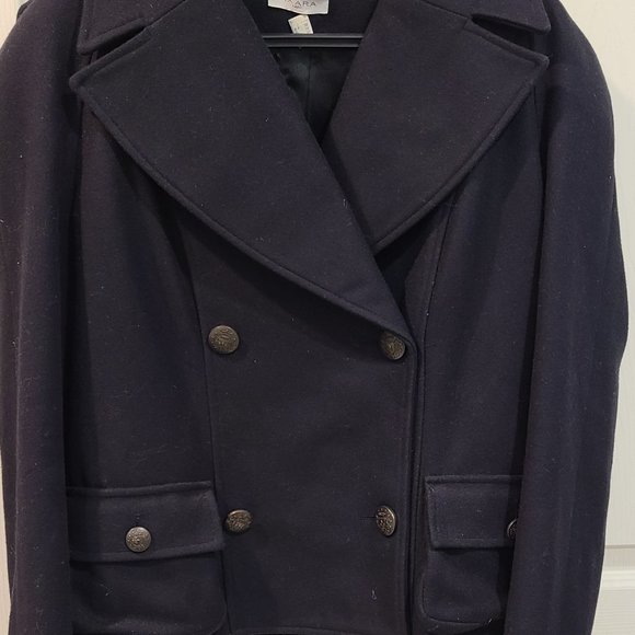 NWOT Wool cashmere navy b jacket double breasted waist length pockets size small - Picture 4 of 6